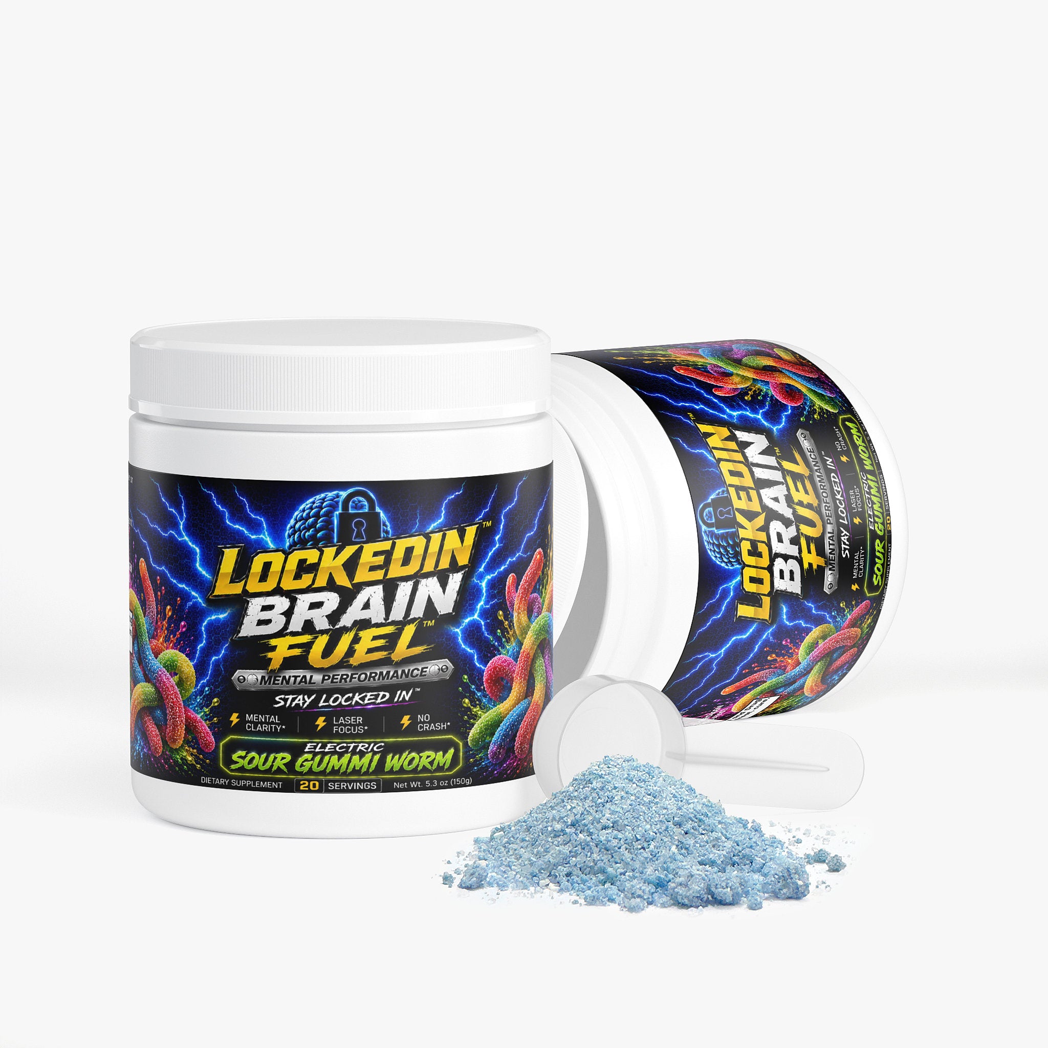 Locked In Brain Fuel Electric Sour Gummi Worm