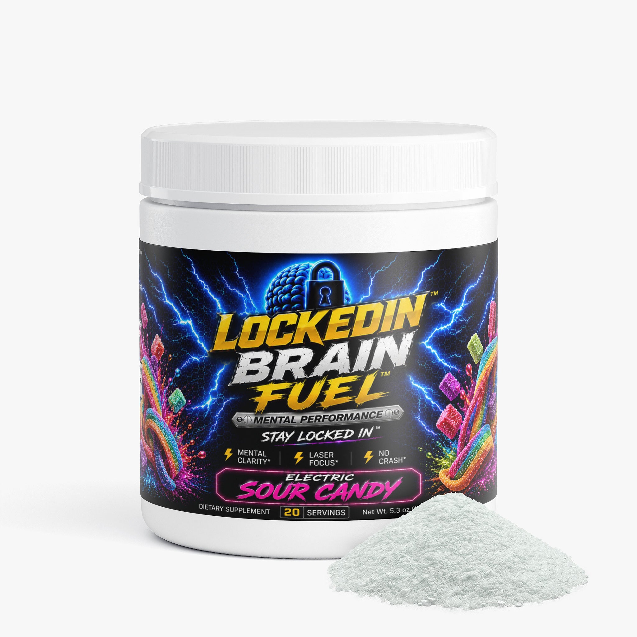 Locked In Brain Fuel Electric Sour Candy